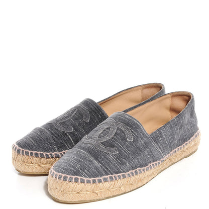 Chanel Striated Suede Espadrilles Dark Grey 37 1 of 16