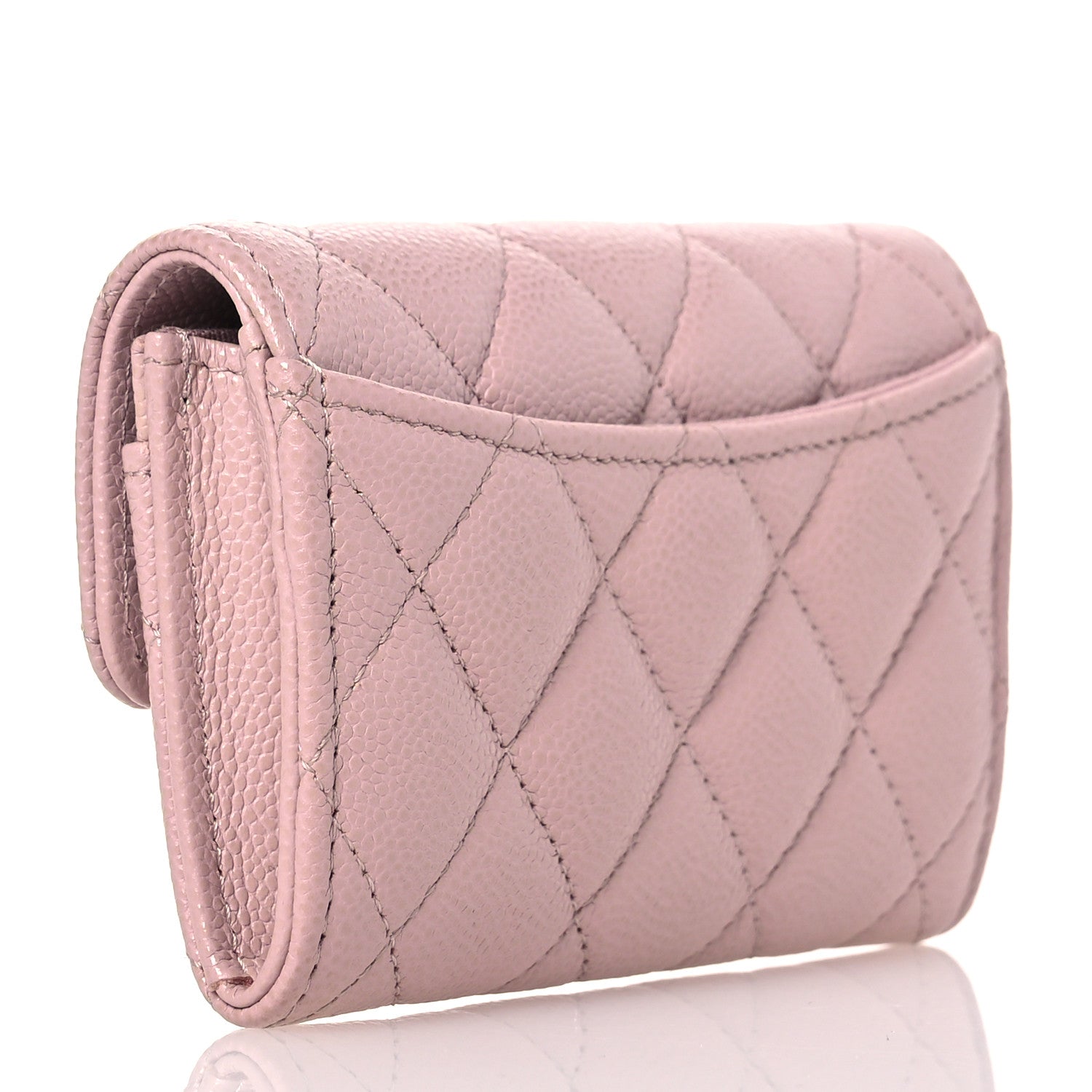 Chanel Caviar Quilted Flap Card Holder Wallet Light Pink 3 of 10