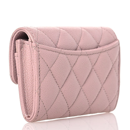 Chanel Caviar Quilted Flap Card Holder Wallet Light Pink 3 of 10