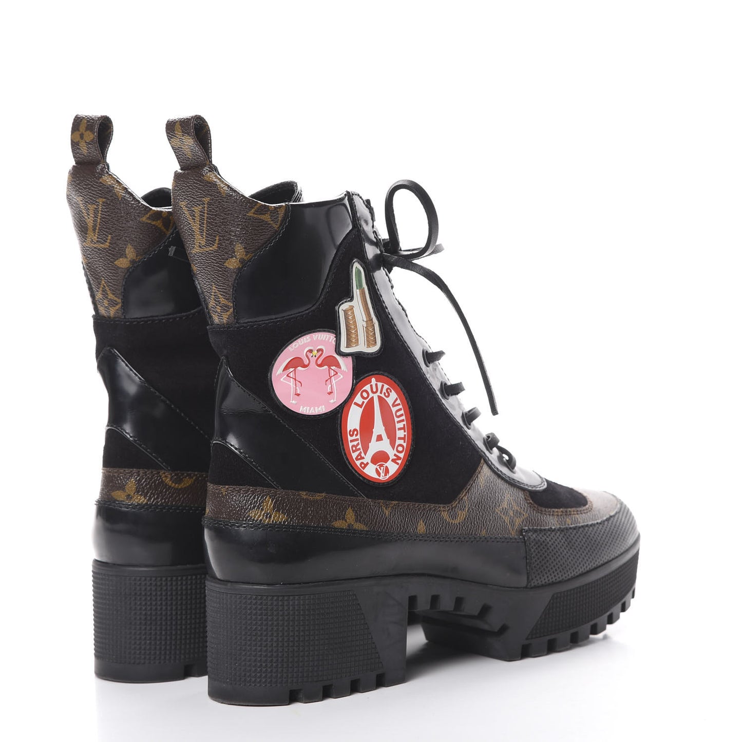Suede Calfskin Monogram World Tour Platform Desert Boots 40 Black