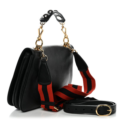 Gucci Roxy Calfskin Web Medium Studded Blondie Shoulder Flap Bag Black 3 of 10