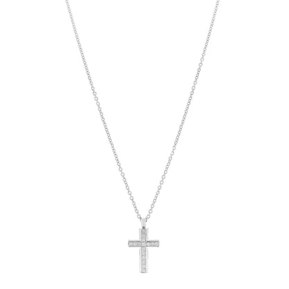 Bulgari 18K White Gold Diamond Cross Pendant Necklace 1 of 6