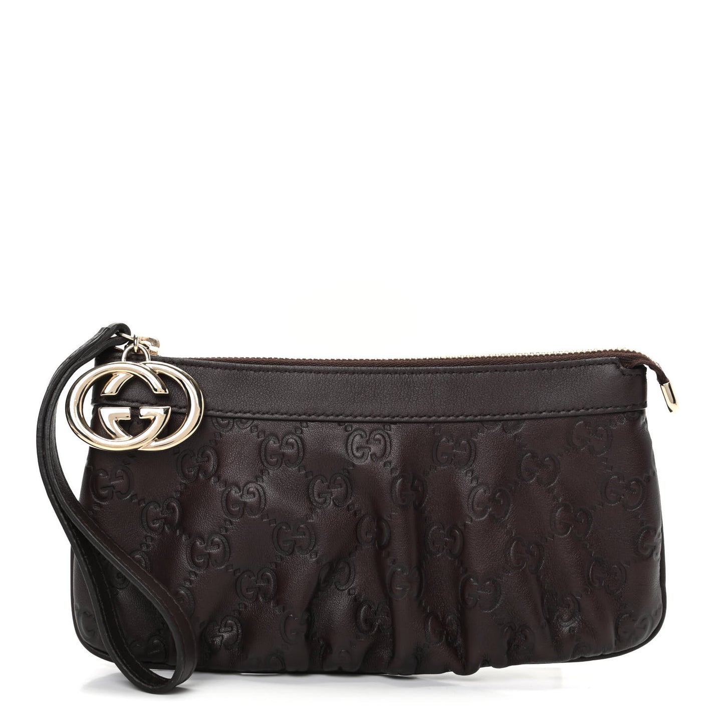 Guccissima Signature New Britt Wristlet Chocolate