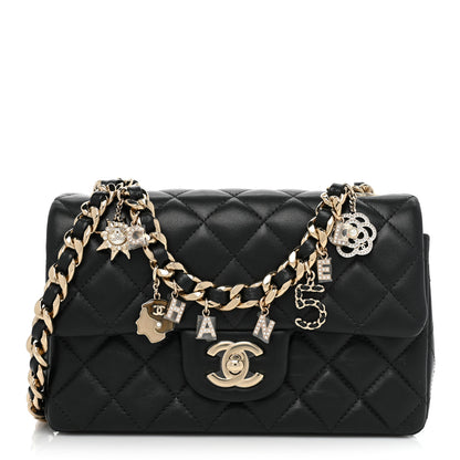 Chanel Lambskin Quilted Mini Coco Charms Rectangular Flap Black 1 of 14