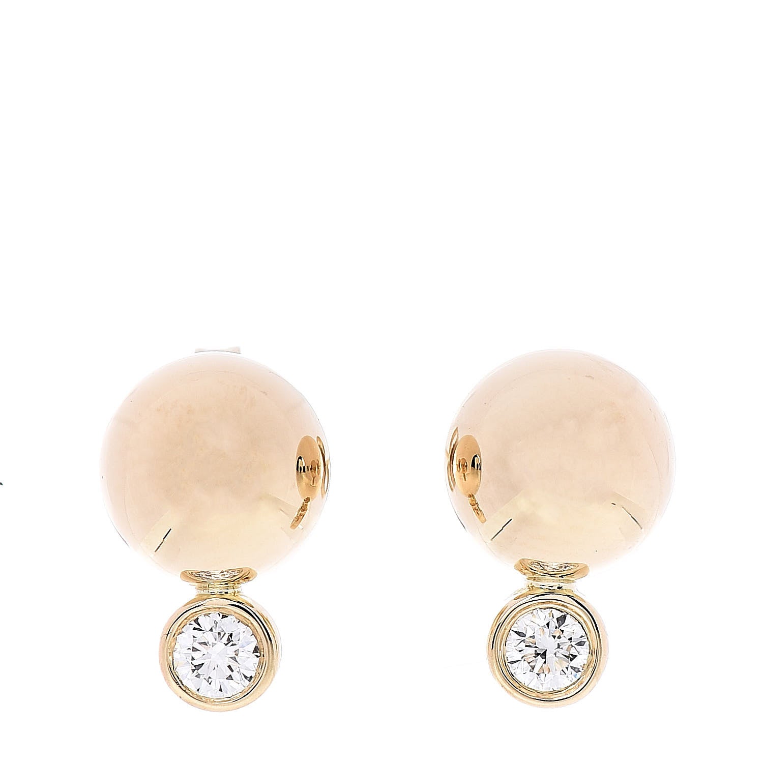 Tiffany 18K Yellow Gold Diamond HardWear Ball Earrings 1 of 4