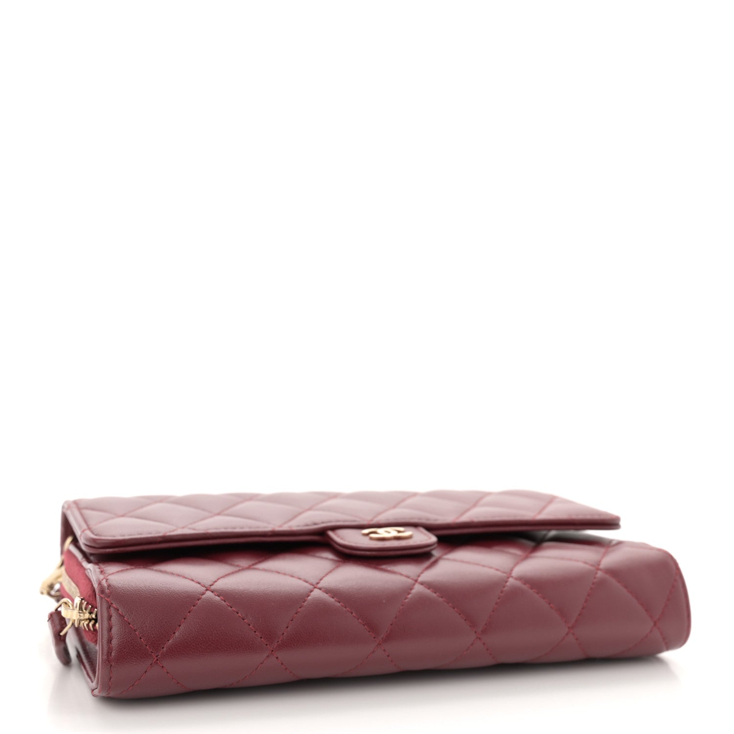 Chanel Lambskin Quilted Phone Holder Wallet on Removable Chain Burgundy 5 of 13