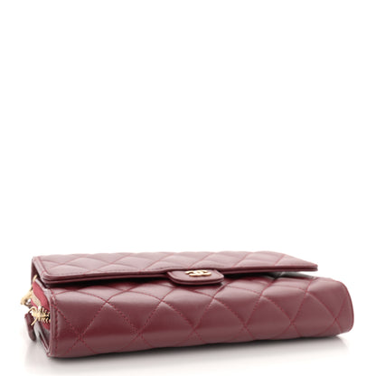 Chanel Lambskin Quilted Phone Holder Wallet on Removable Chain Burgundy 5 of 13