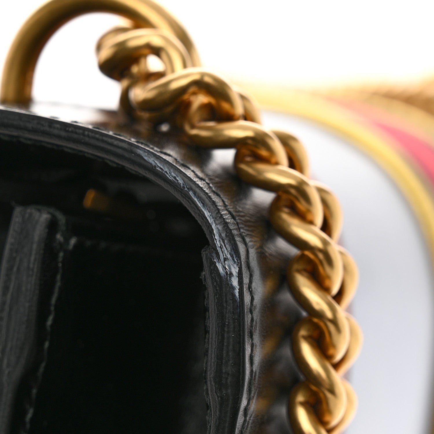 Gucci Calfskin Web Heart Medium GG Marmont Chain Handle Bag Black 14 of 14