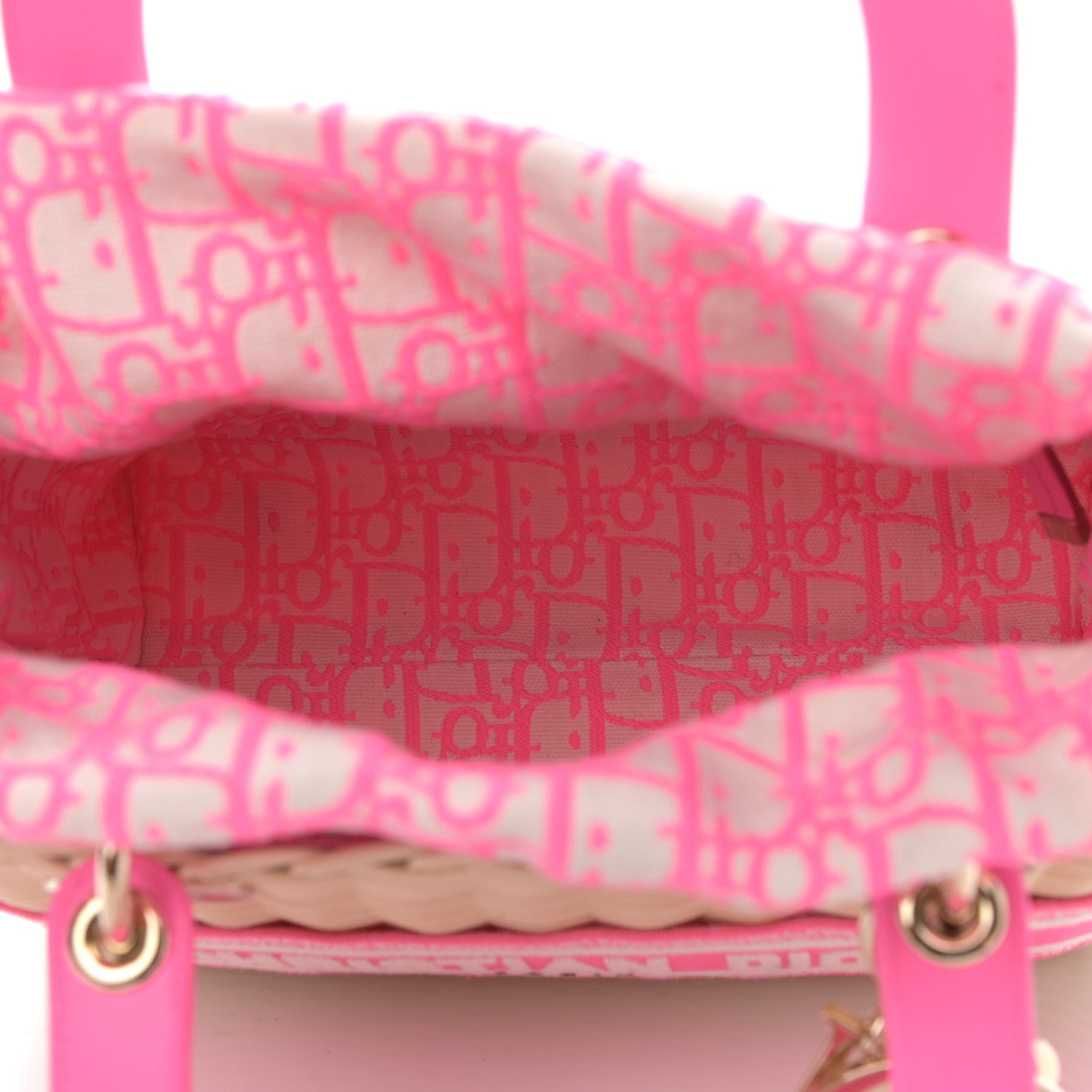 Christian Dior Wicker Oblique Medium Lady Dior Bag Fluorescent Pink 6 of 8