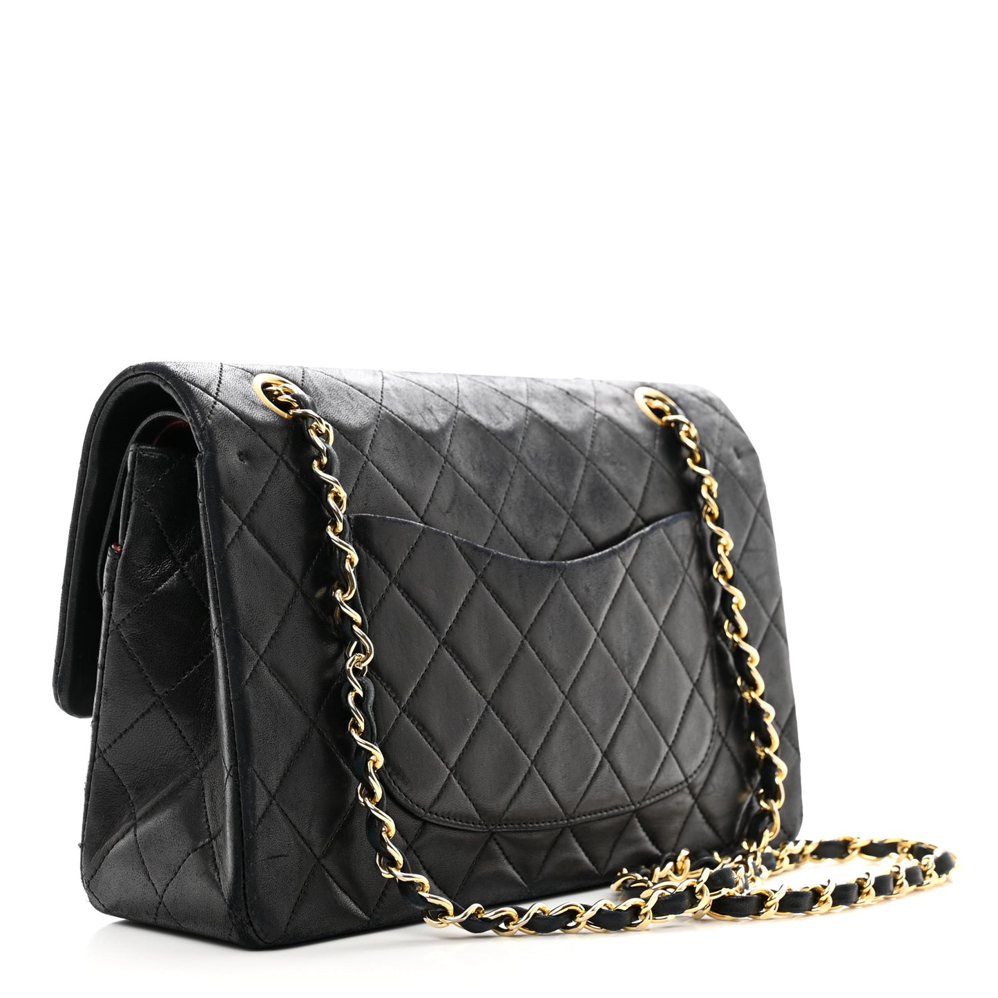 Lambskin Quilted Medium Double Flap Black