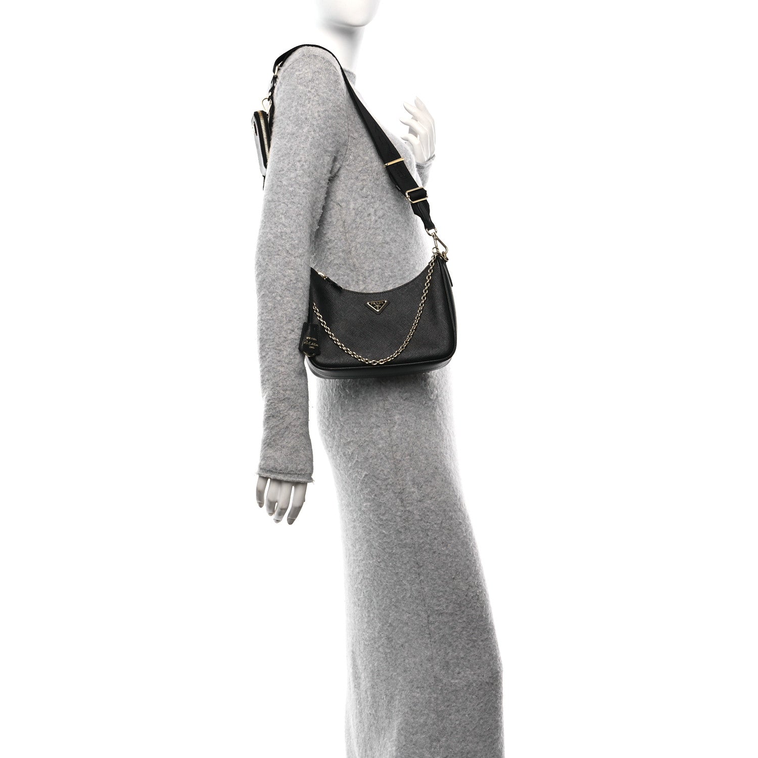 Prada Saffiano Lux Re-Edition 2005 Shoulder Bag Black 2 of 11
