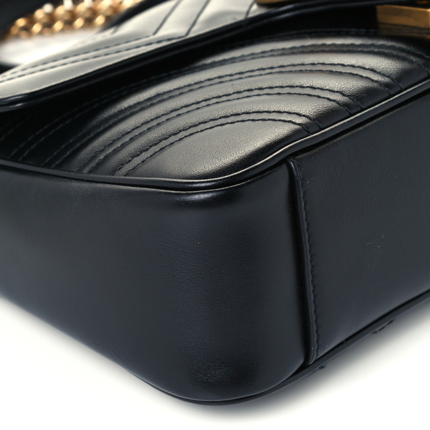 Gucci Calfskin Matelasse Small GG Marmont Shoulder Bag Black 10 of 12