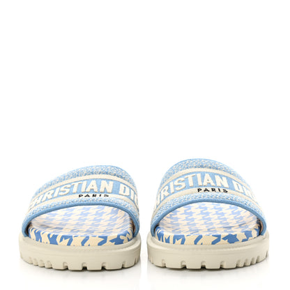 Christian Dior Micro PDP Cotton Houndstooth Embroidered Dway 10mm Slide Sandals 35 Cornflower 2 of 10