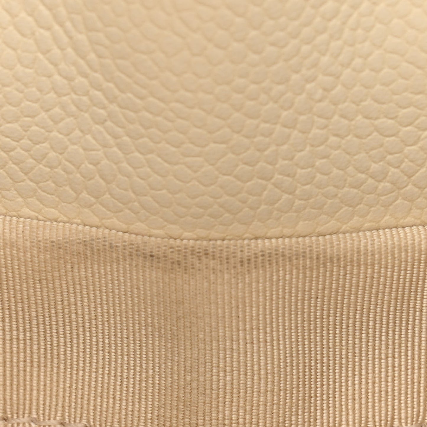 Caviar Flat Quilted CC Chain Bucket Drawstring Bag Light Beige