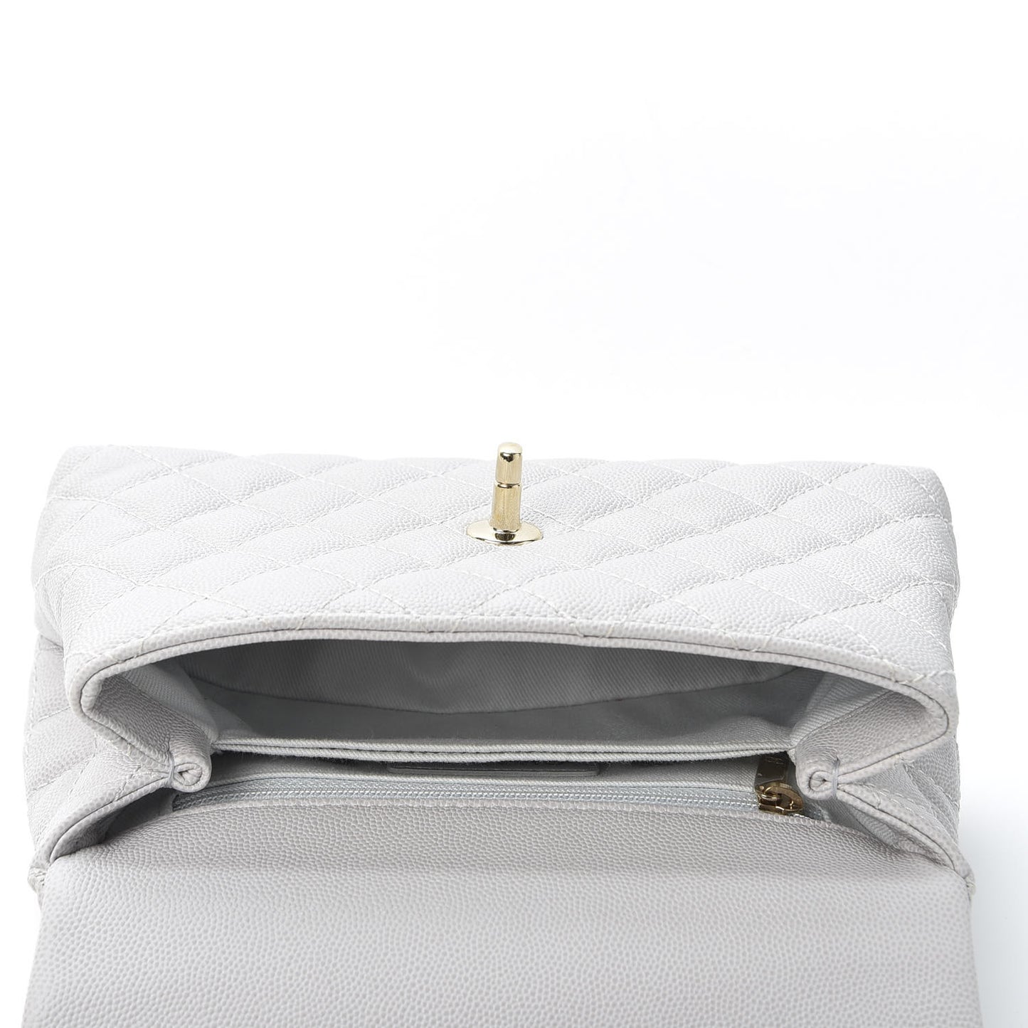 Caviar Quilted Mini Coco Handle Flap Light Grey