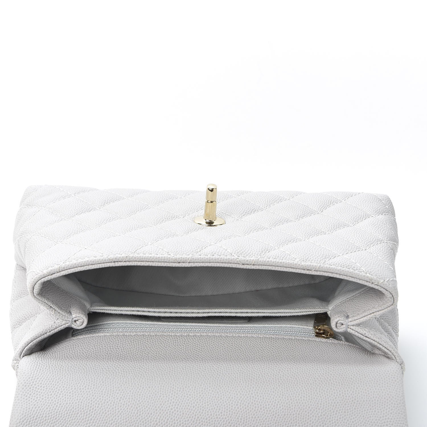 Chanel Caviar Quilted Mini Coco Handle Flap Light Grey 4 of 10