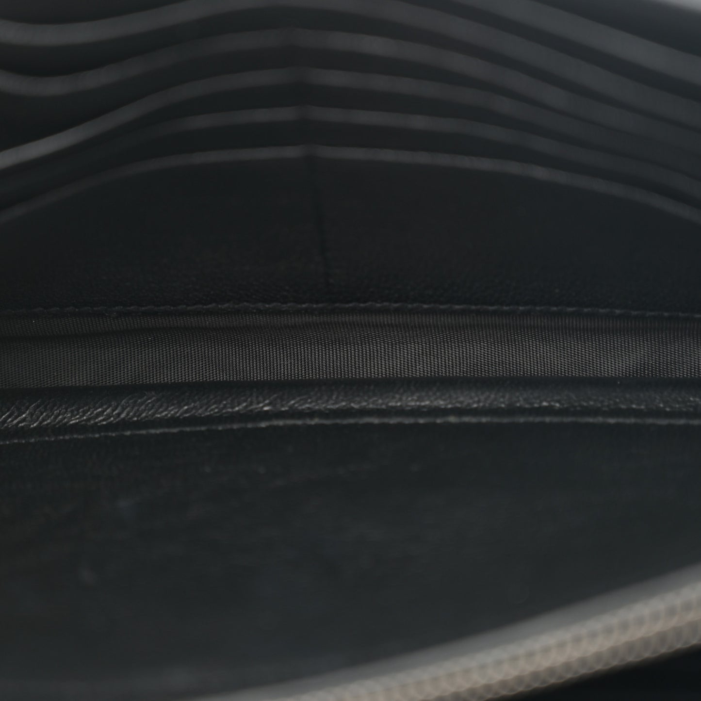 Sheepskin Tri-Quilt Monogram Envelope Chain Wallet Black