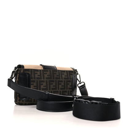 Fendi Recycled Fabric Jacquard Cotton Canvas Vitello Grace FF 1974 Belt Baguette Bag Tobacco Moro Black Beige 3 of 9