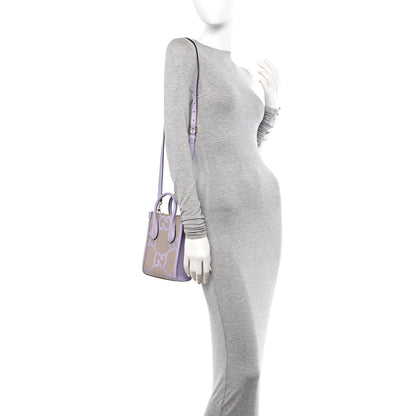 Gucci Monogram Jumbo GG Textured Dollar Calfskin Mini Tote Bag Beige Lapis 2 of 10