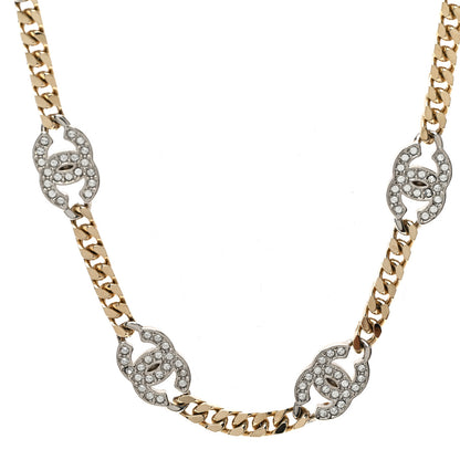 Chanel Crystal Chain CC Link Choker Gold Silver 1 of 6