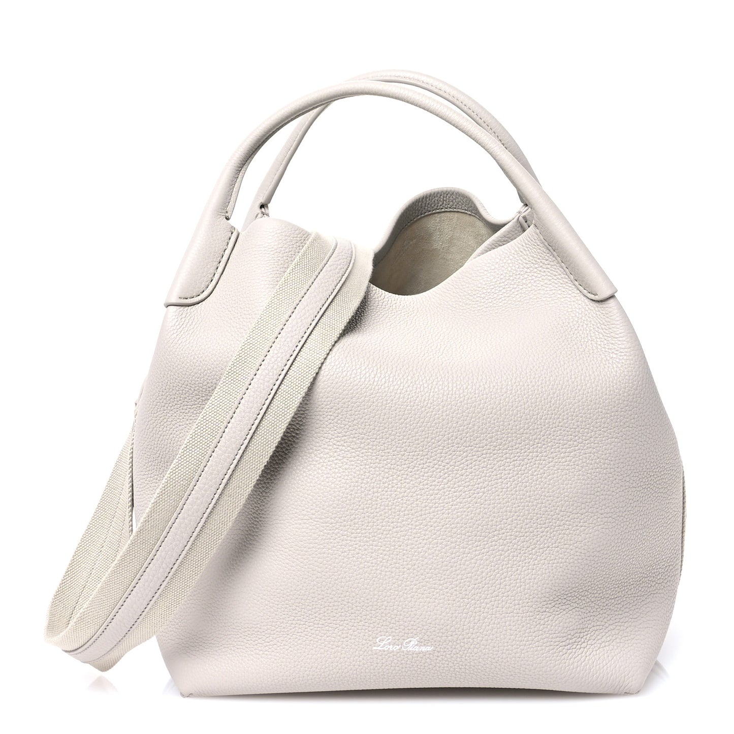 Grained Calfskin Large Bale Bag Stone