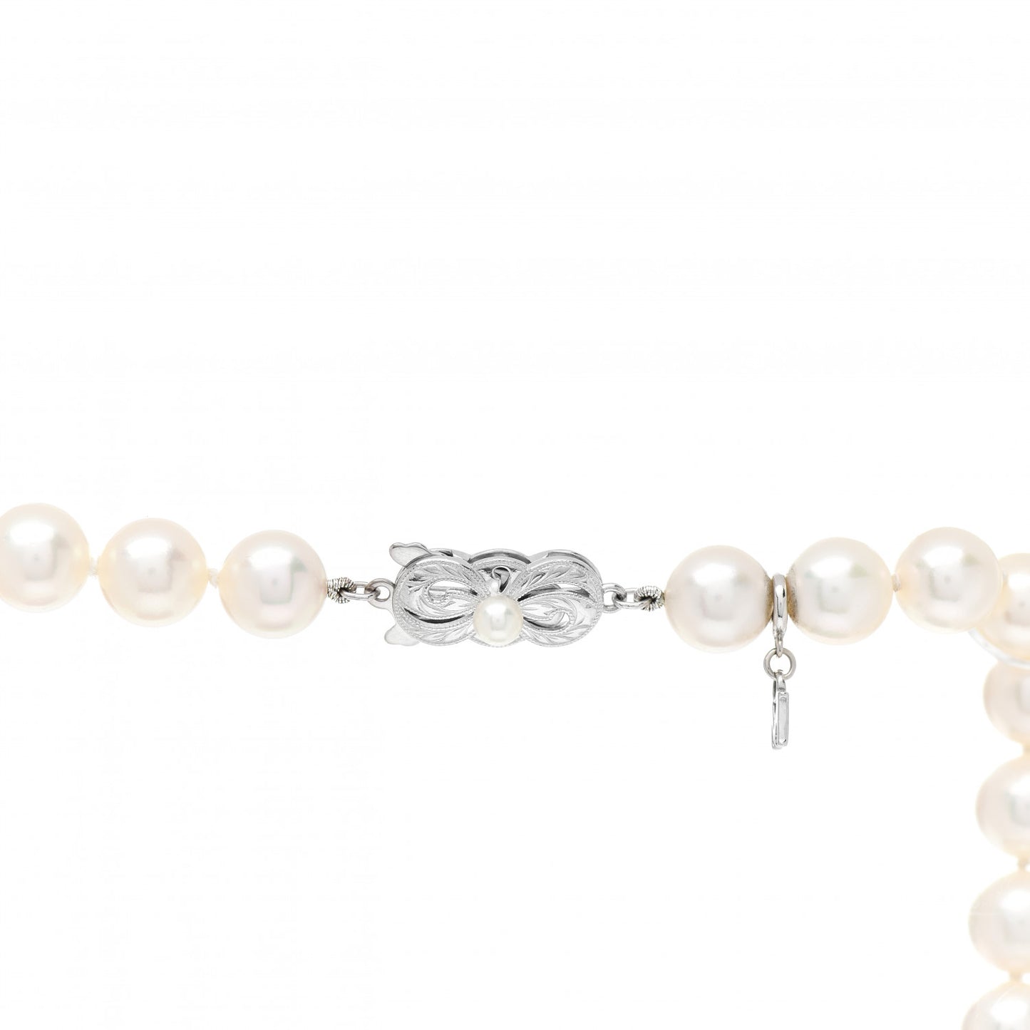 18K White Gold Akoya Pearl 8.5-9mm Strand Necklace 26"