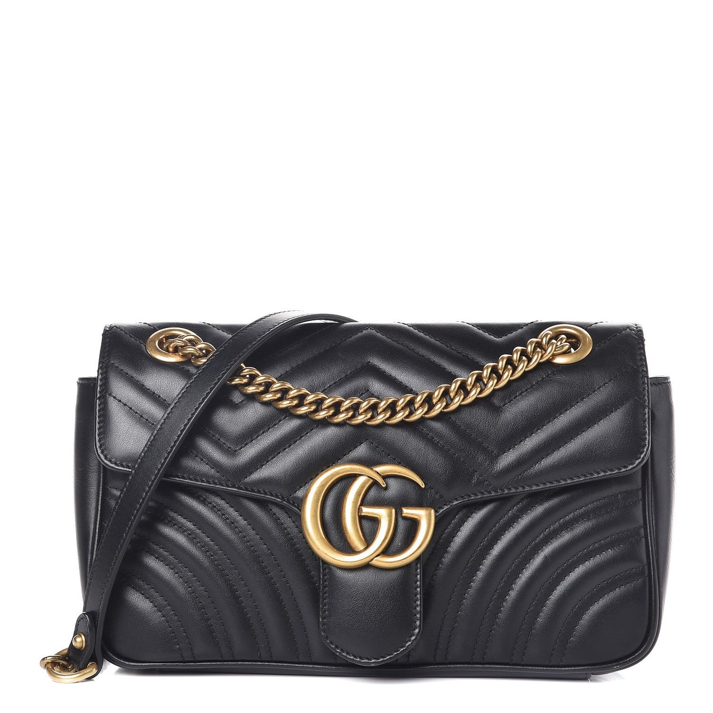 Calfskin Matelasse Small GG Marmont Shoulder Bag Black