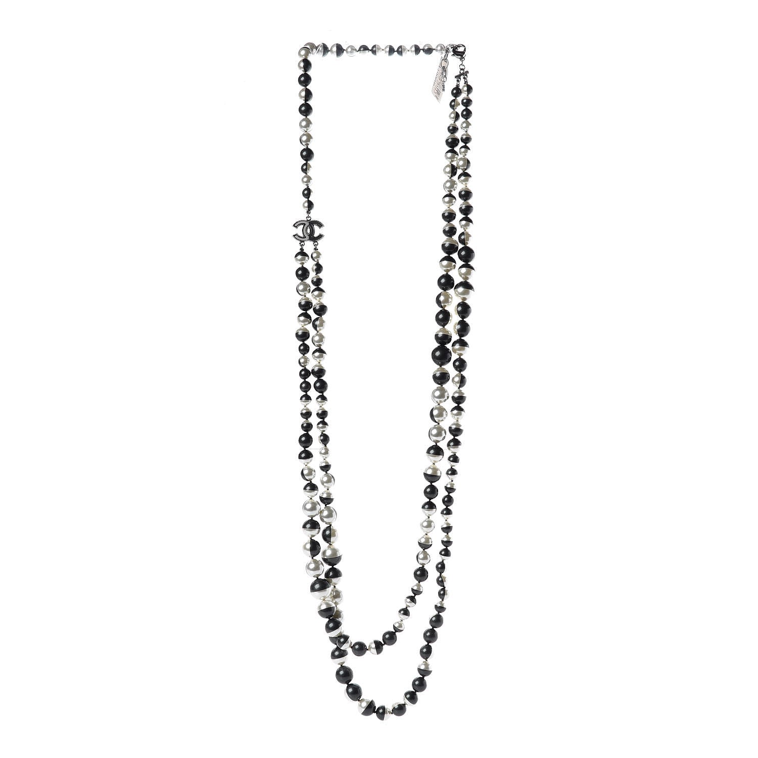Chanel Pearl Bead CC Long Necklace Silver Grey 3 of 6