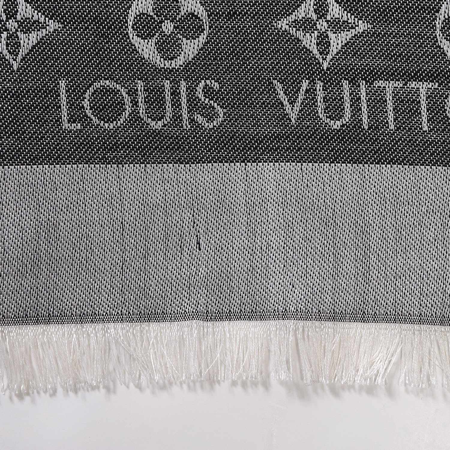 Louis Vuitton Wool Silk Monogram Denim Shawl Black 4 of 8