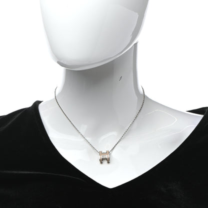 Hermes Lacquered Palladium Pop H Pendant Necklace Marron Glace 2 of 6