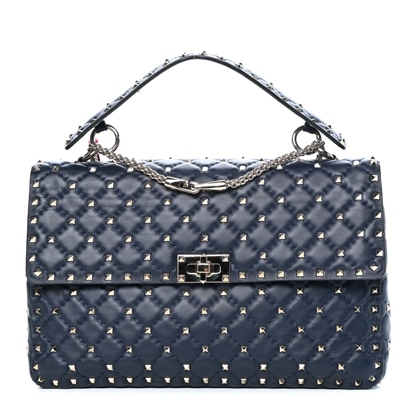 Nappa Large Rockstud Spike Shoulder Bag Marine