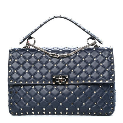 Valentino Garavani Nappa Large Rockstud Spike Shoulder Bag Marine 1 of 11