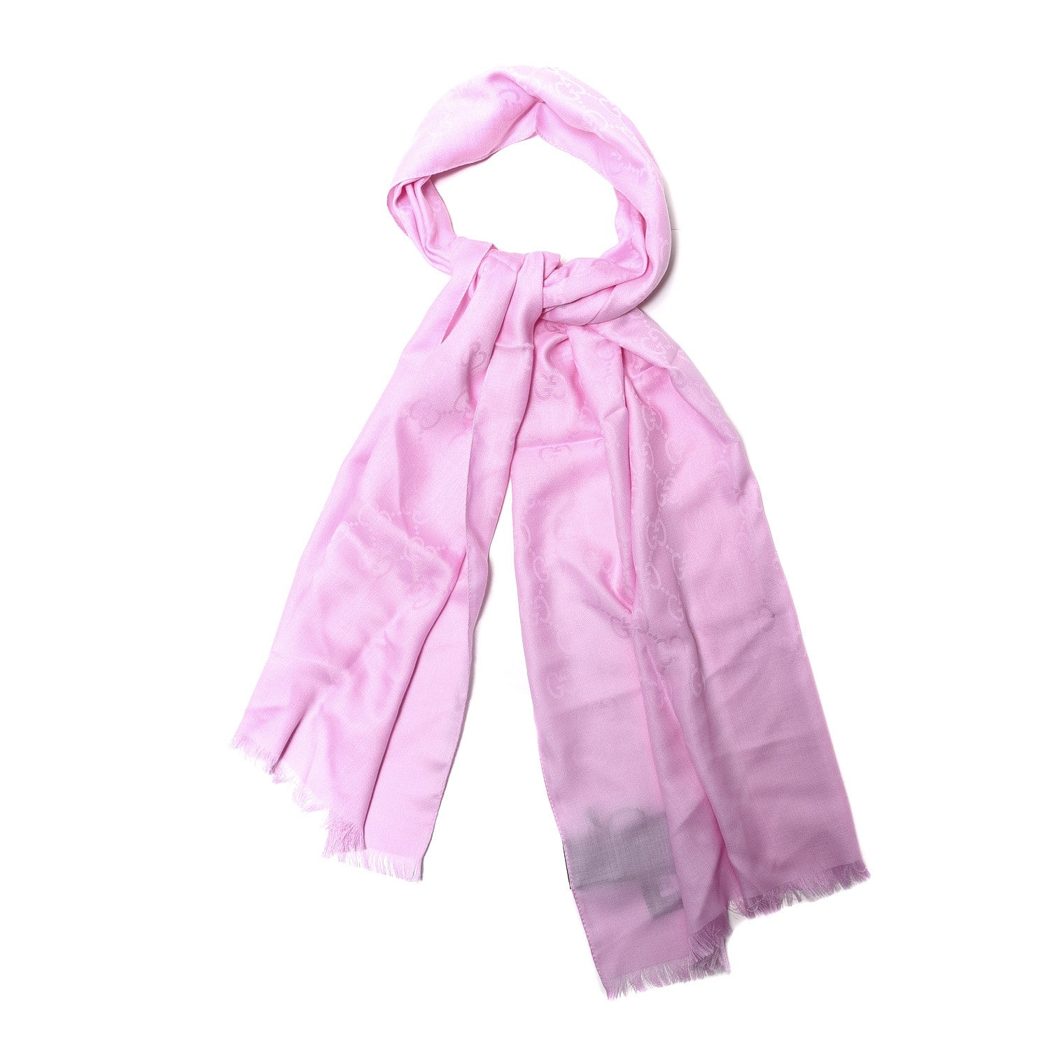 Gucci Wool Silk GG Monogram GGNat Scarf Rose 1 of 3