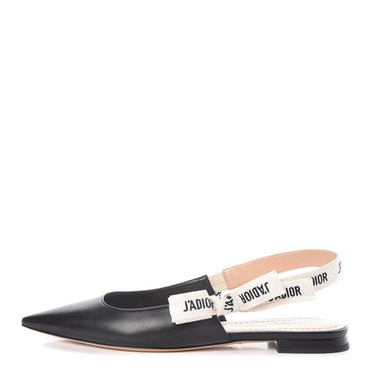 Christian Dior Lambskin Ribbon J'Adior Slingback Ballet Flats 39 Black 1 of 9