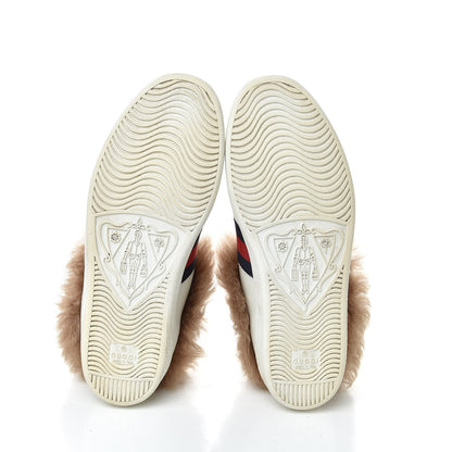 Gucci Calfskin Wool Web Bee Embroidered Womens Ace Sneakers 38 White 7 of 12