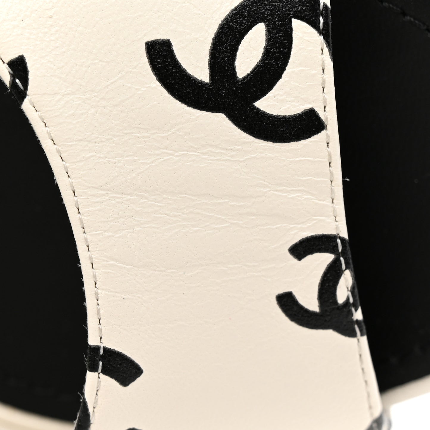 Printed Lambskin Coco Beach Platform Sandals 37 White Black