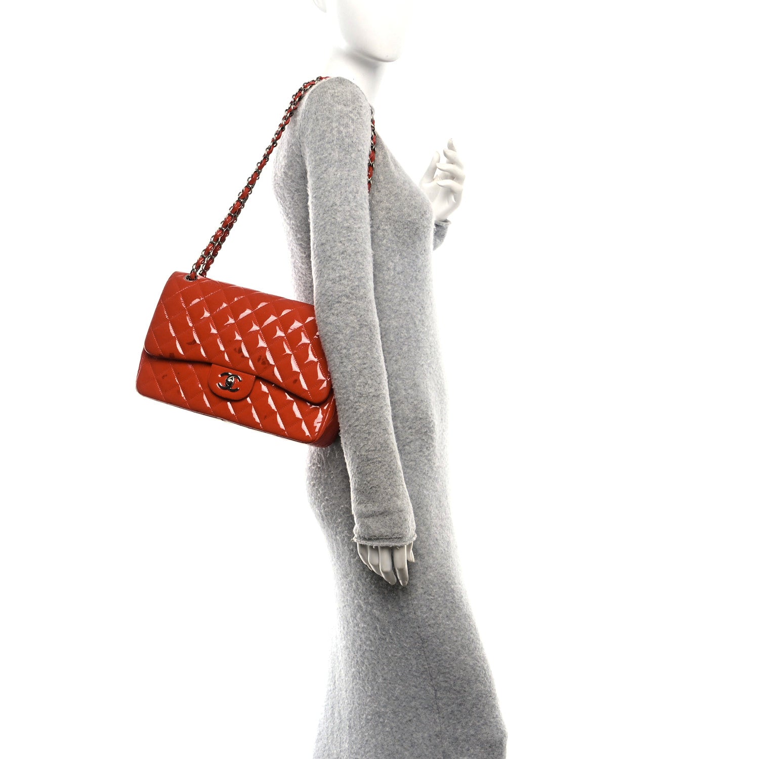 Chanel Patent Calfskin Quilted Medium Double Flap Red 2 of 10