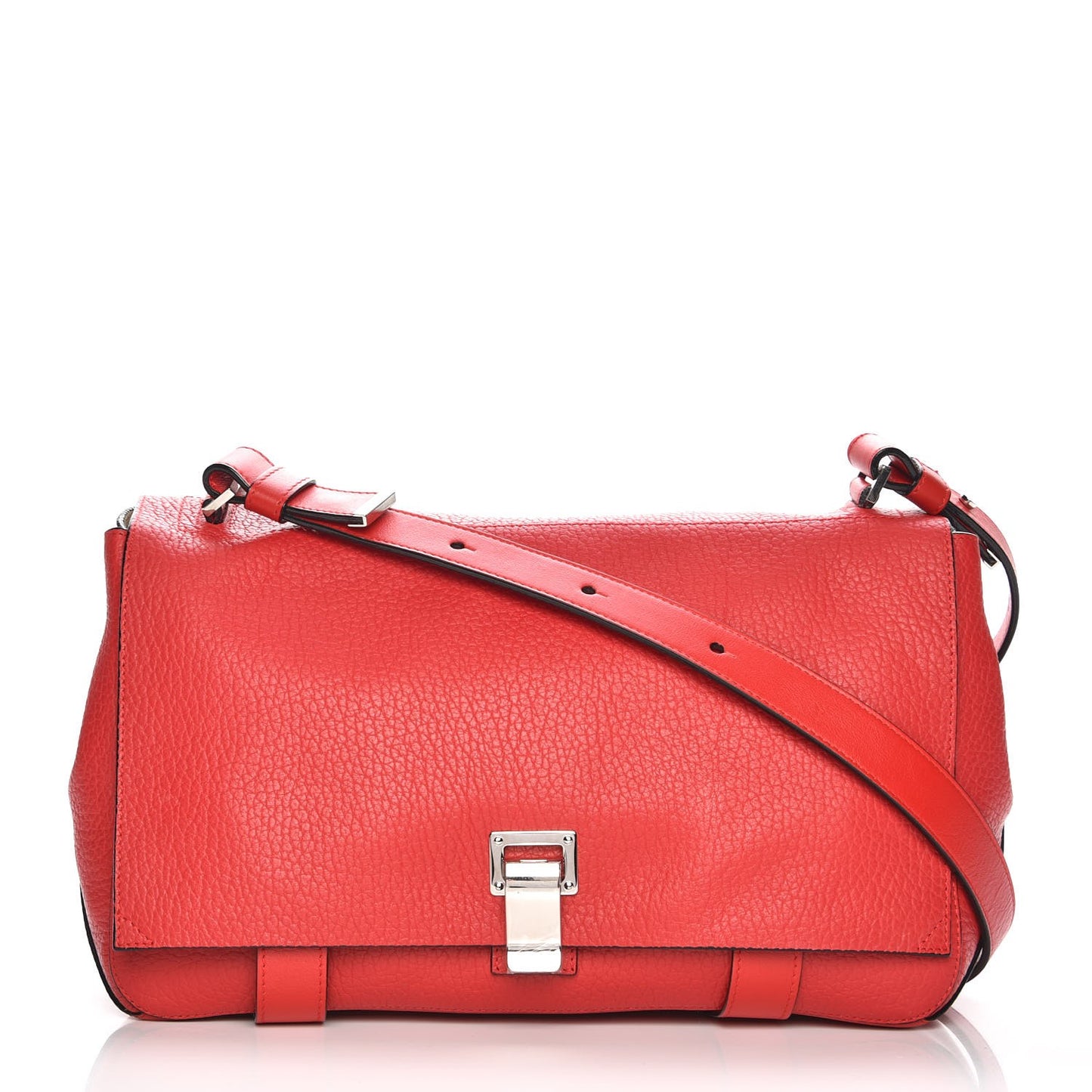 Pebbled Calfskin Double Sided PS Courier Bag Red