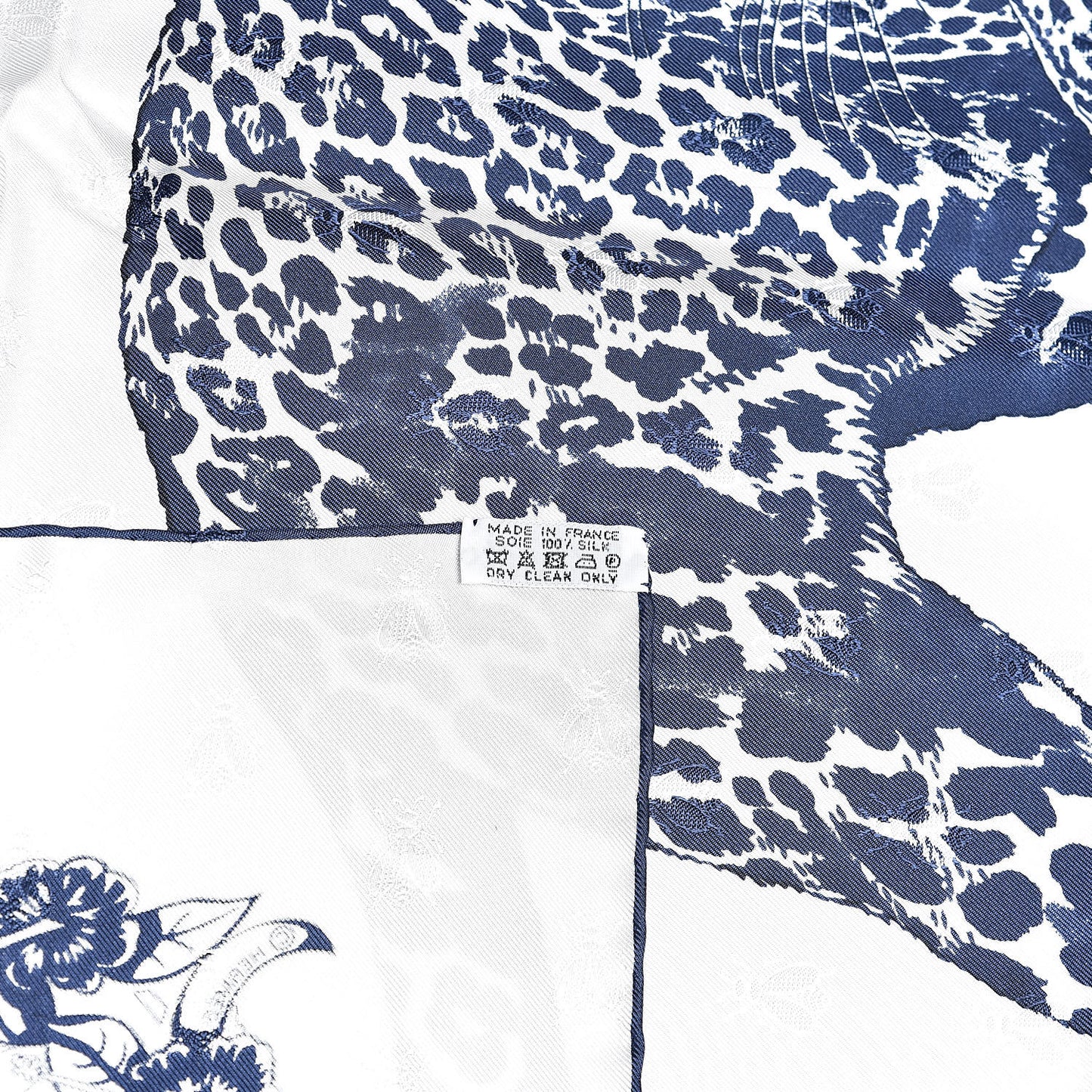 Silk Jungle Love Tattoo Scarf 90 Naturel Bleu Noir