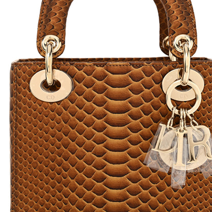 Christian Dior Metallic Snakeskin Mini Lady Dior Brown 8 of 10