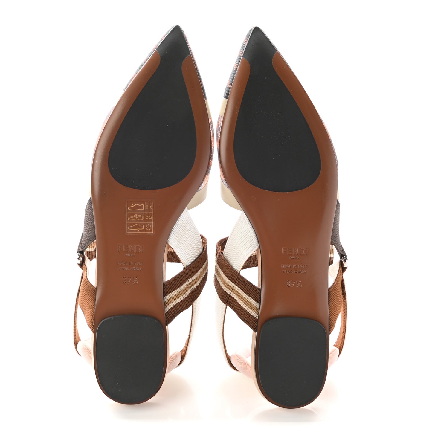 Technical Mesh FF Colibri Slingback Ballerina Flats 37.5 Tobacco Moro Camelia Beige Caramello