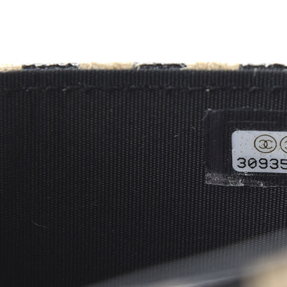 Chanel Raffia Jute Striped Belt Bag Black Beige 10 of 12