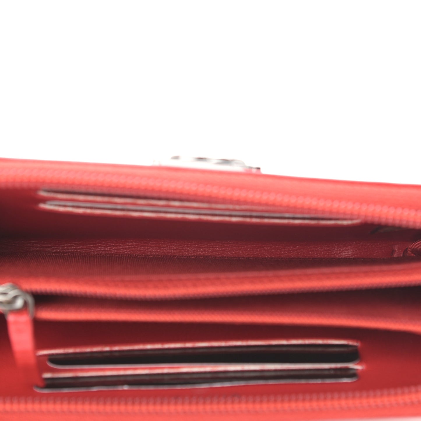 Lambskin Quilted Boy Zip Around Coin Purse Wallet Red