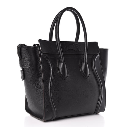 Celine Drummed Calfskin Micro Luggage Black 3 of 10