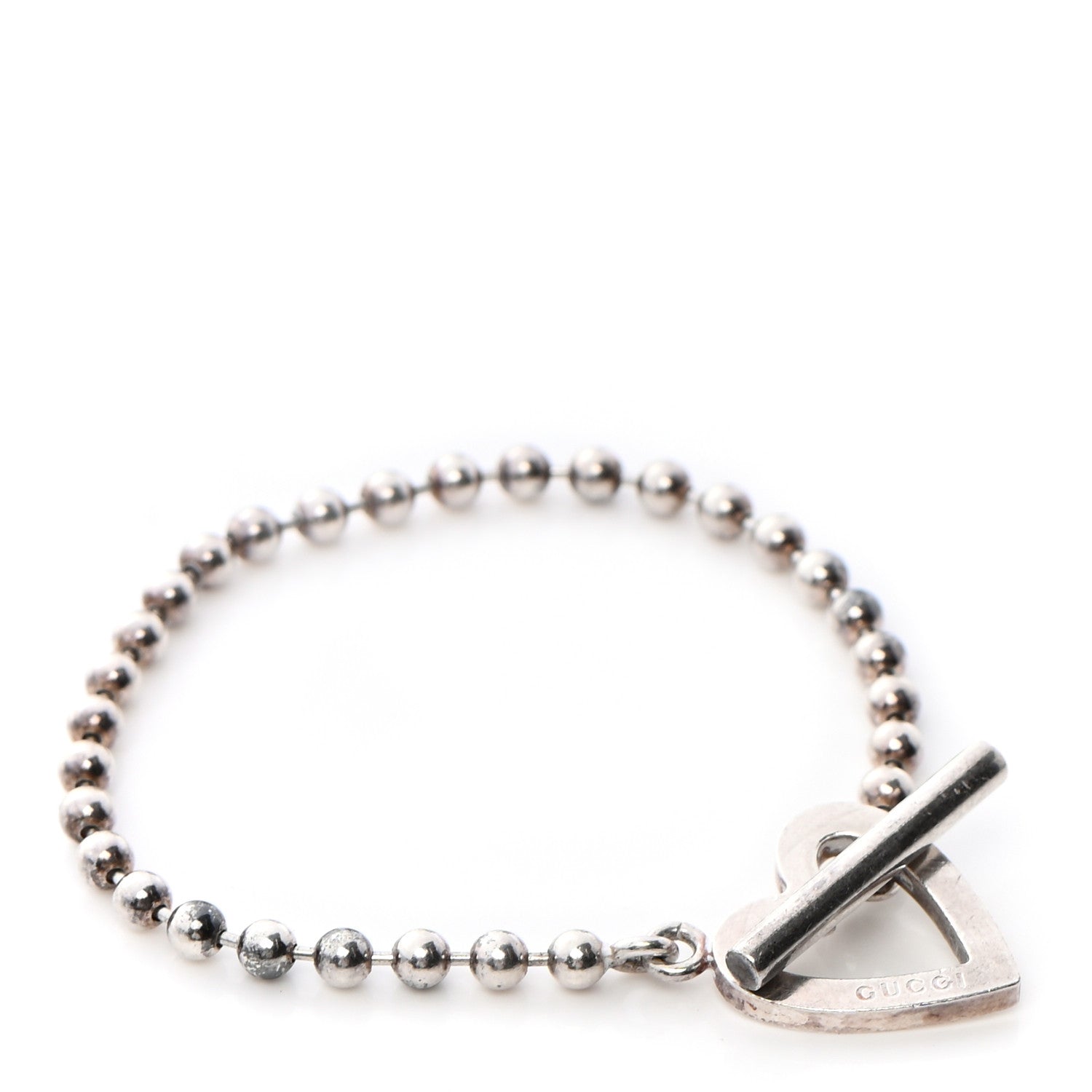 Gucci Sterling Silver Boule Heart Toggle Bracelet 1 of 6