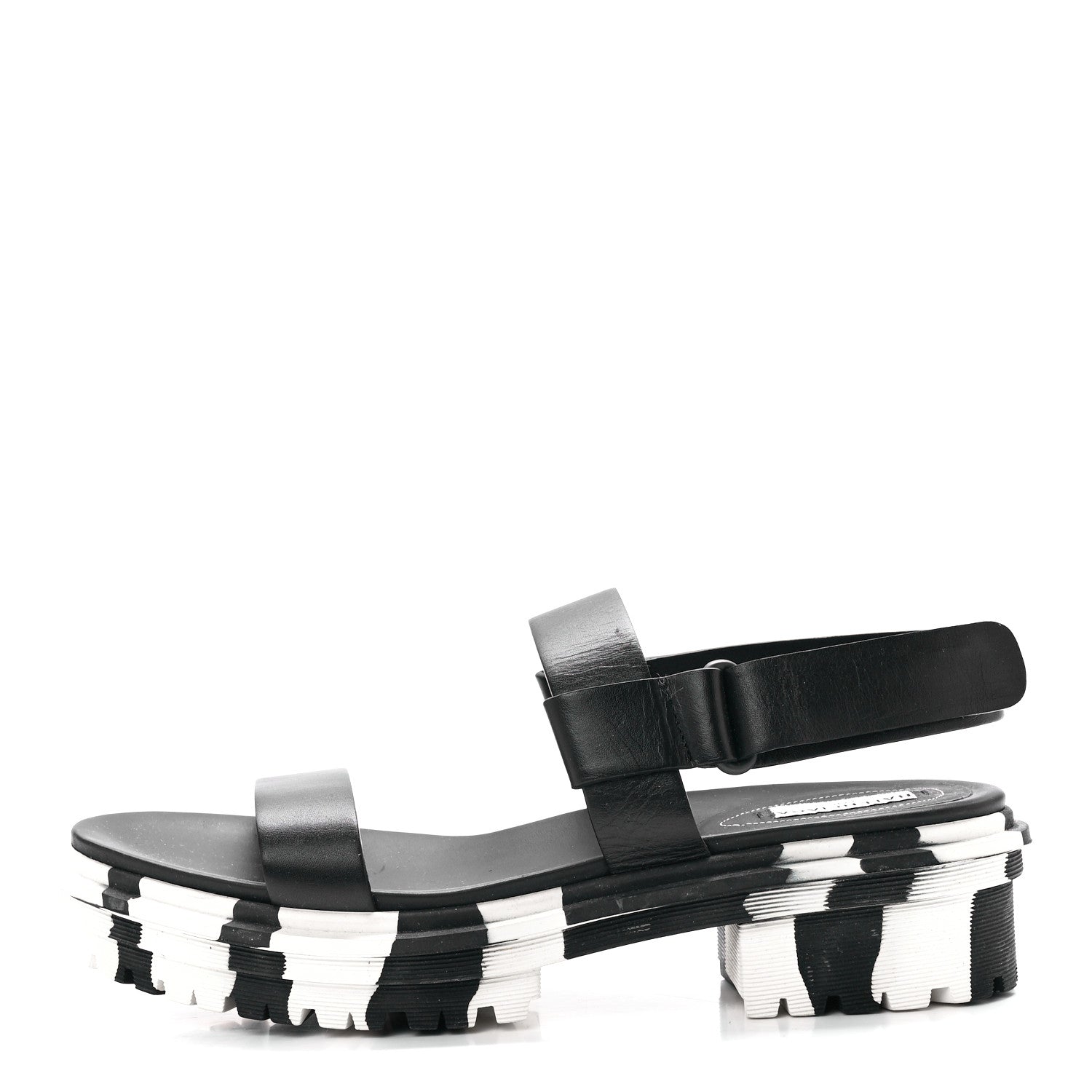 Balenciaga Calfskin Rubber Striped Platform Sandals 40 Black 1 of 9