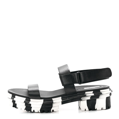 Balenciaga Calfskin Rubber Striped Platform Sandals 40 Black 1 of 9