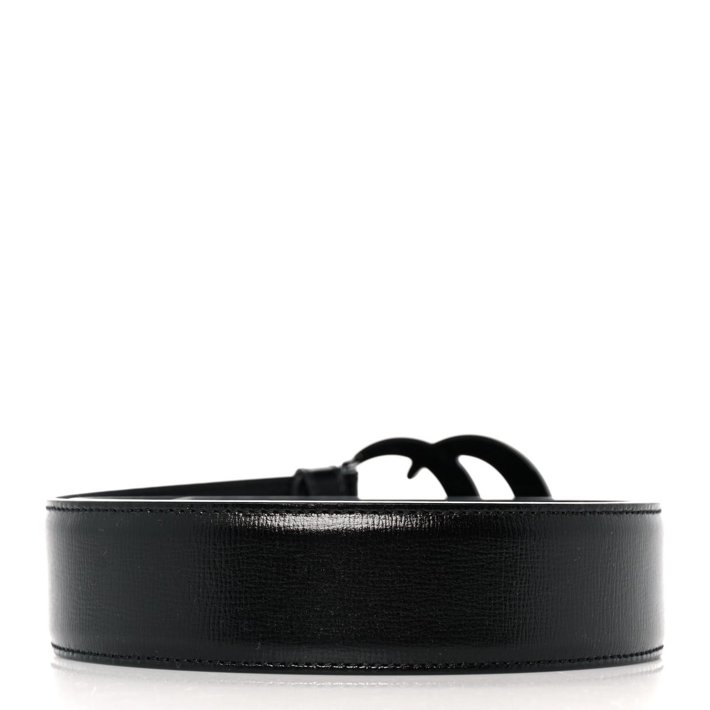 Azalea Calfskin Enamel Monochrome Double G 40mm Belt 85 34 Black