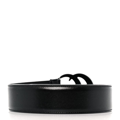 Gucci Azalea Calfskin Enamel Monochrome Double G 40mm Belt 85 34 Black 2 of 5