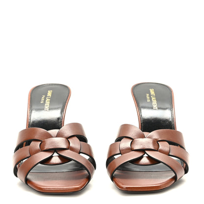 Saint Laurent Calfskin Tribute 85 Slide Sandals 40 New Papaya 2 of 9